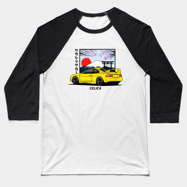 GT4 Yellow Celica GT-Four Baseball T-Shirt by GoldenTuners